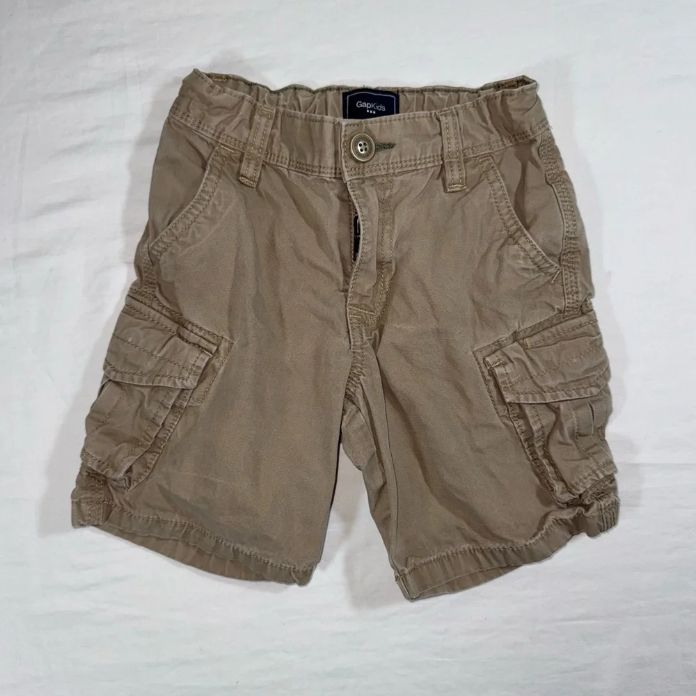 Gap Kids Boys Khaki Tan Cargo Shorts Size 5 Regular Cotton Utility Pockets